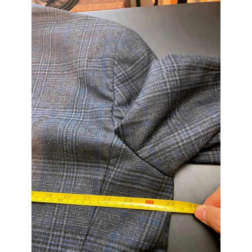 Sonneti Uomo Blazer Mens 48R Blue Gray Plaid Pockets sown